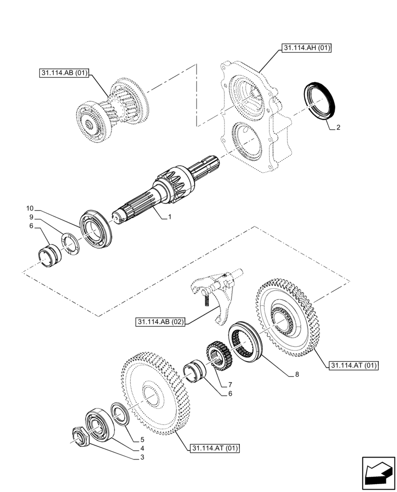 Схема запчастей Case IH FARMALL 105C - (31.114.AF[01]) - VAR - 743566 - PTO, OUTPUT, SHAFT (540/540E RPM, SHUTTLE) (31) - IMPLEMENT POWER TAKE OFF