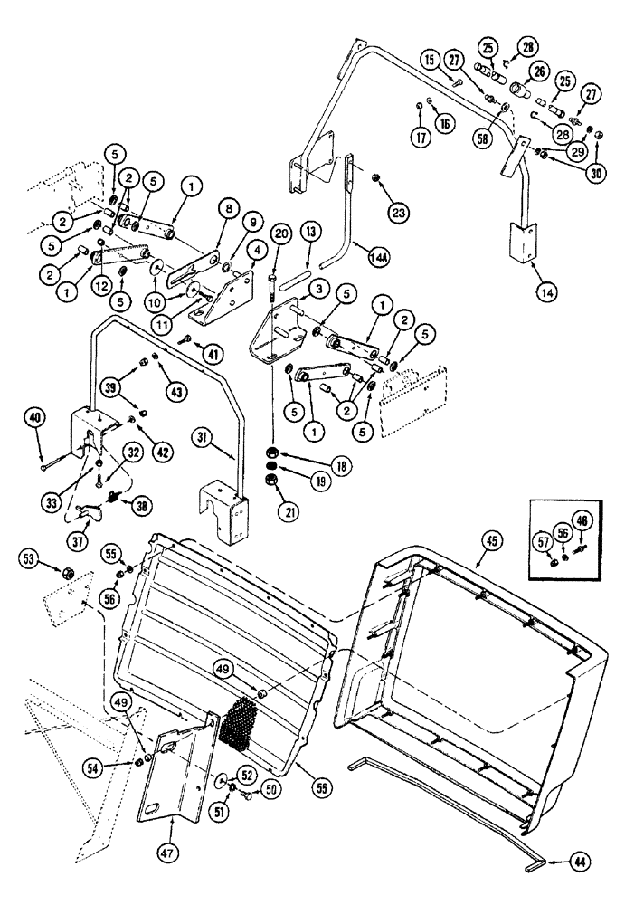 Схема запчастей Case IH 7220 - (9-038) - HOOD SUPPORTS, HINGE AND LATCH AND LOWER GRILLE, TRACTOR P.I.N. JJA0064978 AND AFTER (09) - CHASSIS/ATTACHMENTS