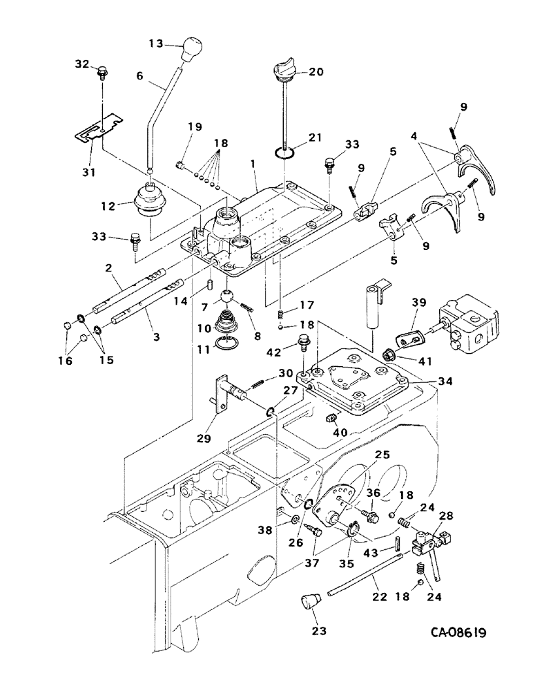 Схема запчастей Case IH 234 - (07-39) - DRIVE TRAIN, RANGE AND SHIFT CONTROLS, SYNCHROMESH TRANSMISSION, 244 AND 254 (04) - Drive Train