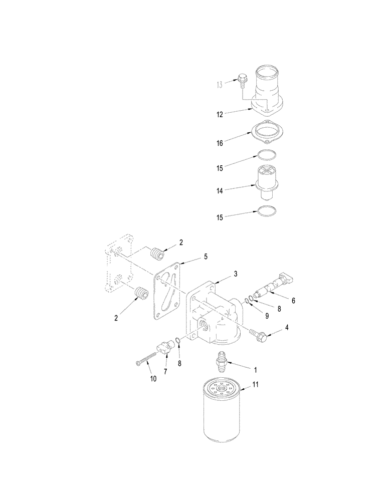 Схема запчастей Case IH STEIGER 335 - (02-18) - THERMOSTAT - FILTER, WATER (02) - ENGINE