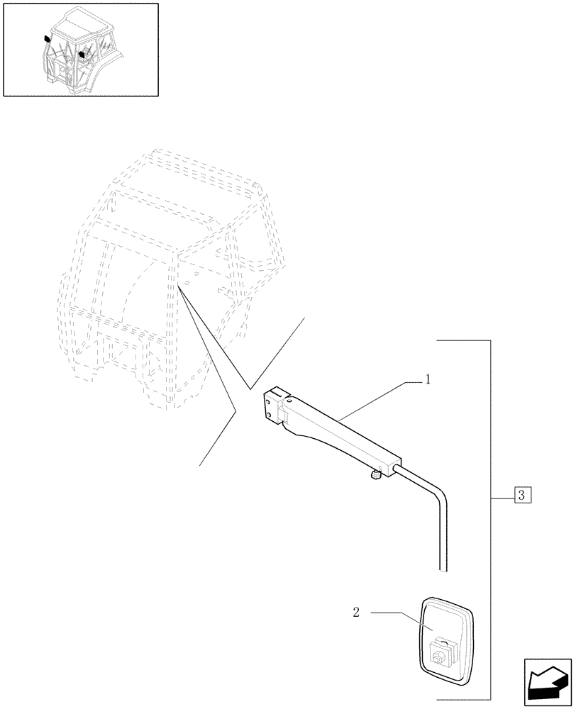 Схема запчастей Case IH JX1070U - (1.93.6/02) - (VAR.879) TELESCOPIC REAR MIRROR (10) - OPERATORS PLATFORM/CAB