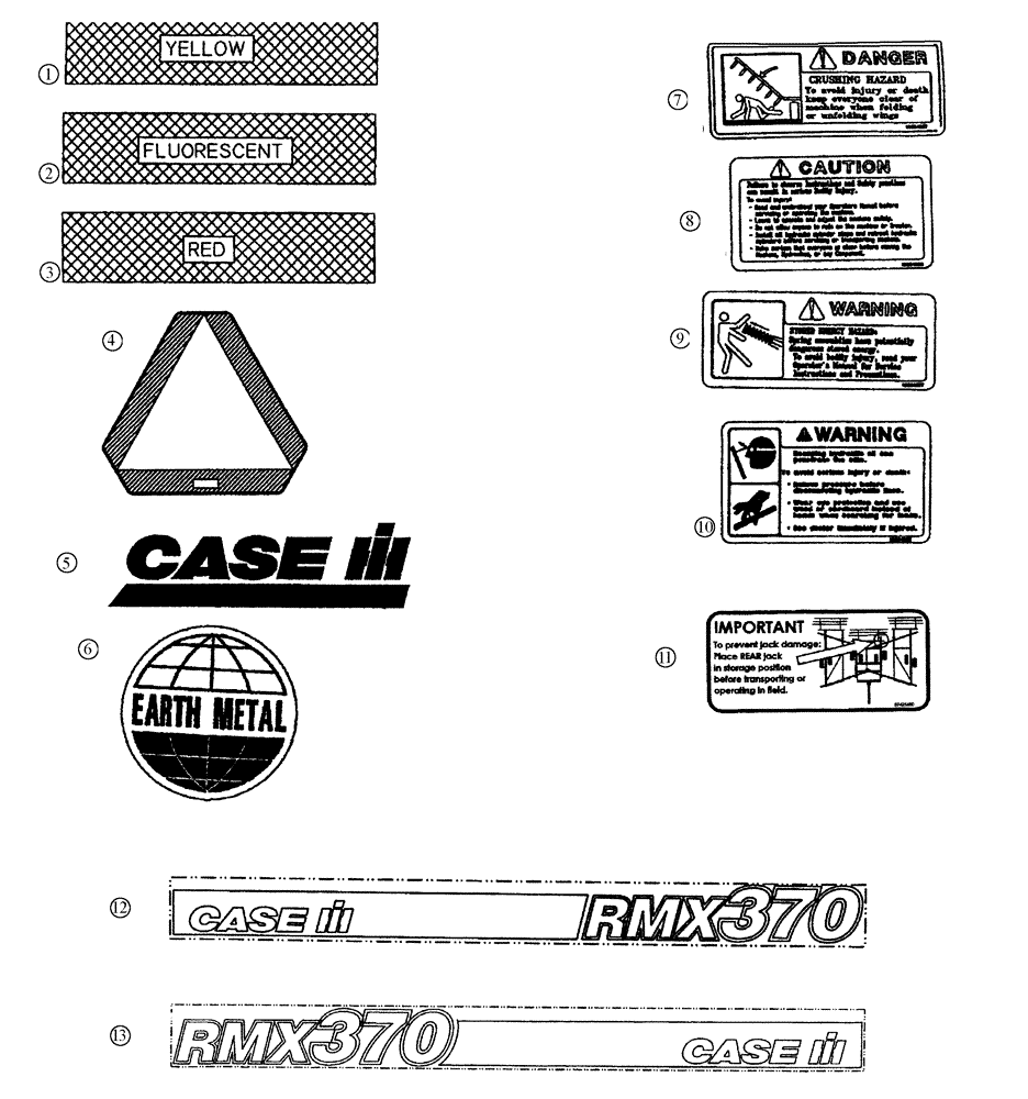 Схема запчастей Case IH RMX370 - (90.108.03.01) - DECALS (90) - PLATFORM, CAB, BODYWORK AND DECALS