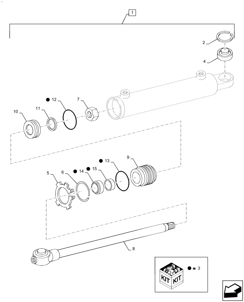 Схема запчастей Case IH PUMA1854 - (41.216.AN) - FRONT AXLE - HYDRAULIC STEERING CYLINDER - BREAKDOWN (41) - STEERING