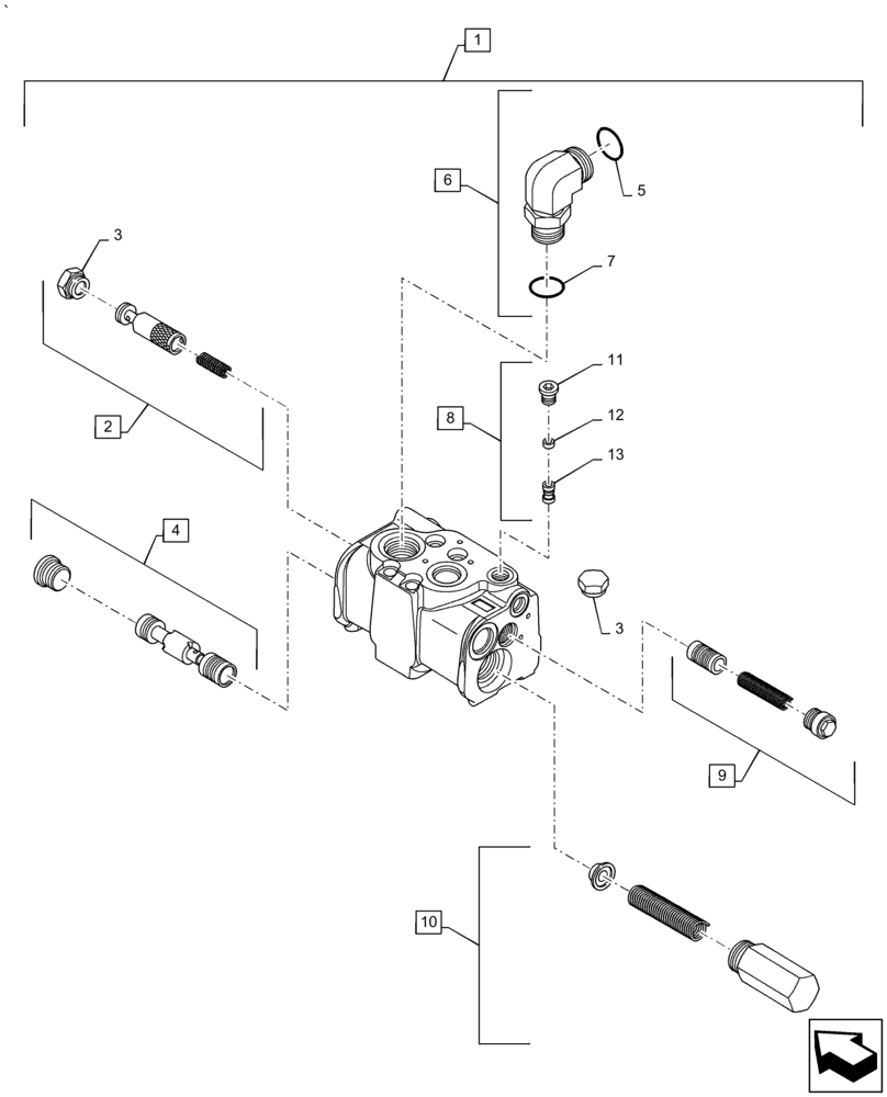 Схема запчастей Case IH PUMA 2304 - (35.100.AZ) - PRIORITY VALVE AND PIPES - BREAKDOWN (35) - HYDRAULIC SYSTEMS