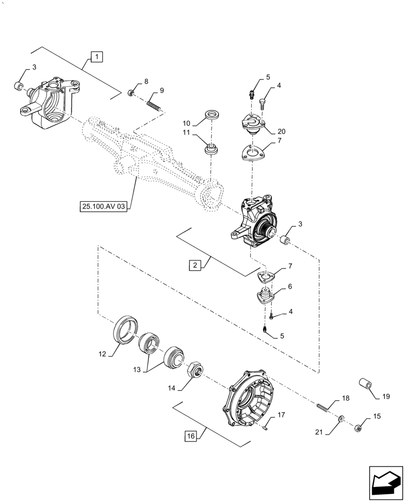 Схема запчастей Case IH PUMA2104 - (25.108.AG) - FRONT AXLE, STEERING, HUB (25) - FRONT AXLE SYSTEM