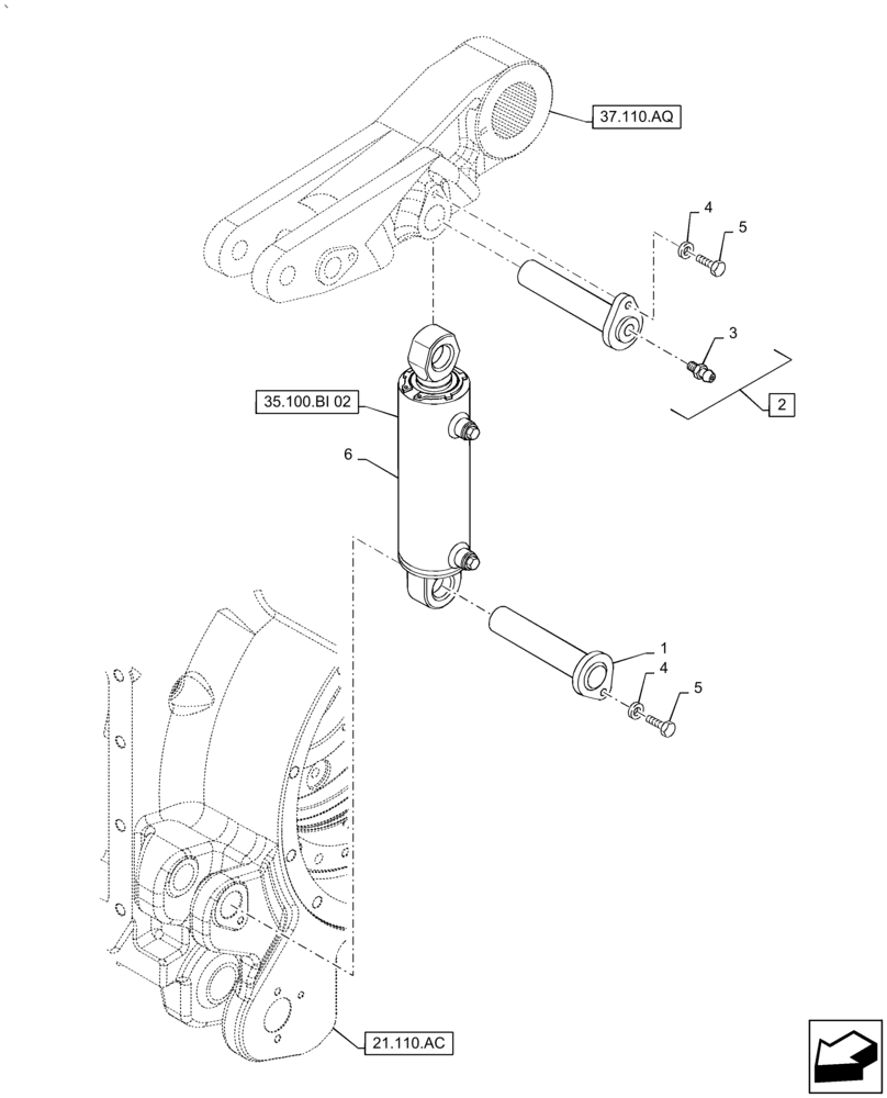 Схема запчастей Case IH PUMA1854 - (35.100.BI[01]) - HYDRAULIC POWER LIFT - CYLINDER AND PINS (35) - HYDRAULIC SYSTEMS