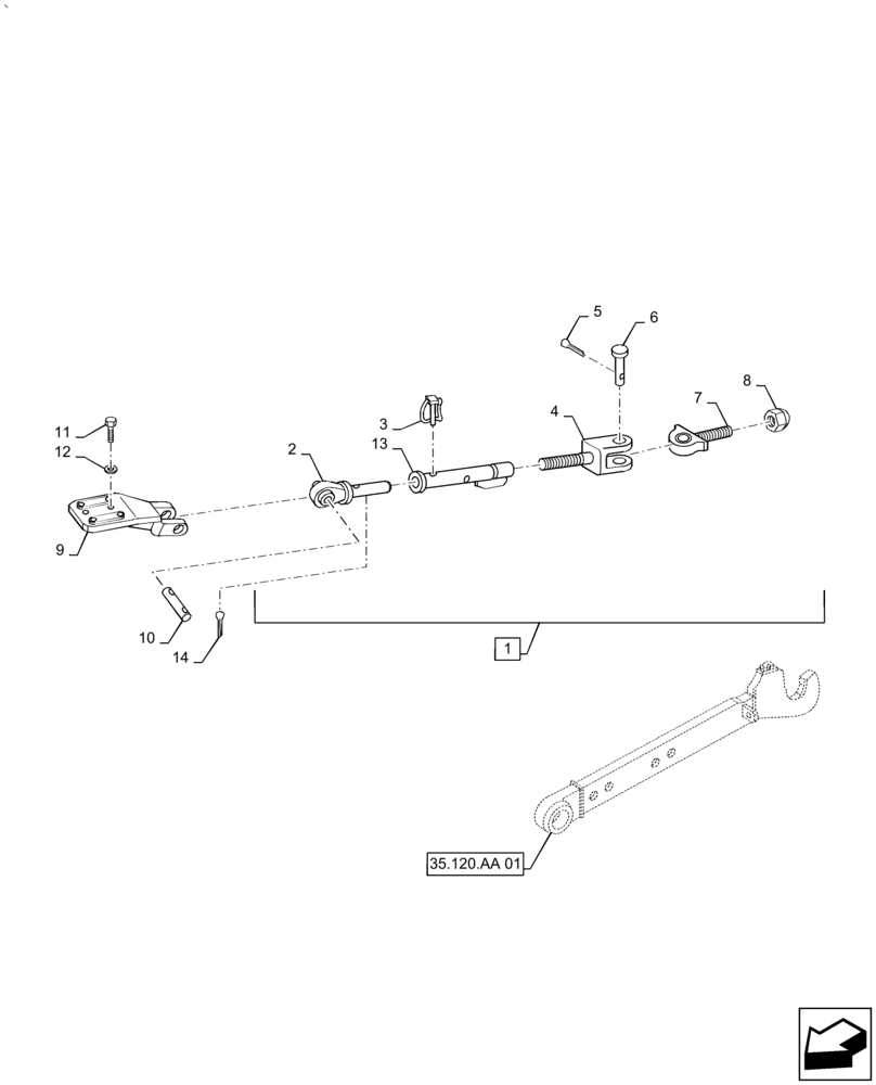 Схема запчастей Case IH PUMA 2304 - (37.120.AF[01]) - LATERAL STABILIZERS "CBM" (37) - HITCHES, DRAWBARS & IMPLEMENT COUPLINGS