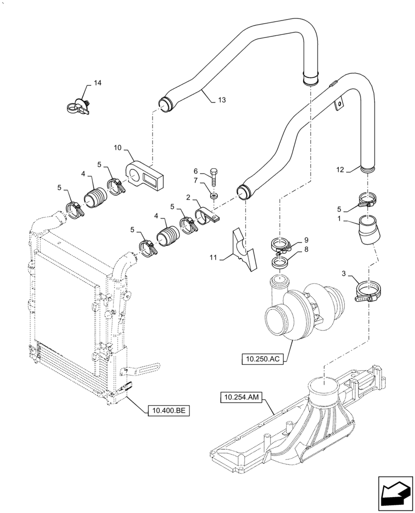 Схема запчастей Case IH PUMA2104 - (10.408.AB) - INTERCOOLER, CONDENSER - PIPE (10) - ENGINE