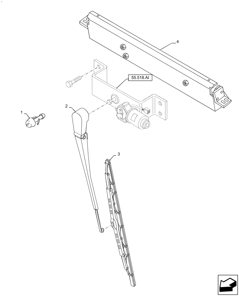 Схема запчастей Case IH PUMA1804 - (55.518.AW[01]) - FRONT WINDSHIELD WIPER (55) - ELECTRICAL SYSTEMS