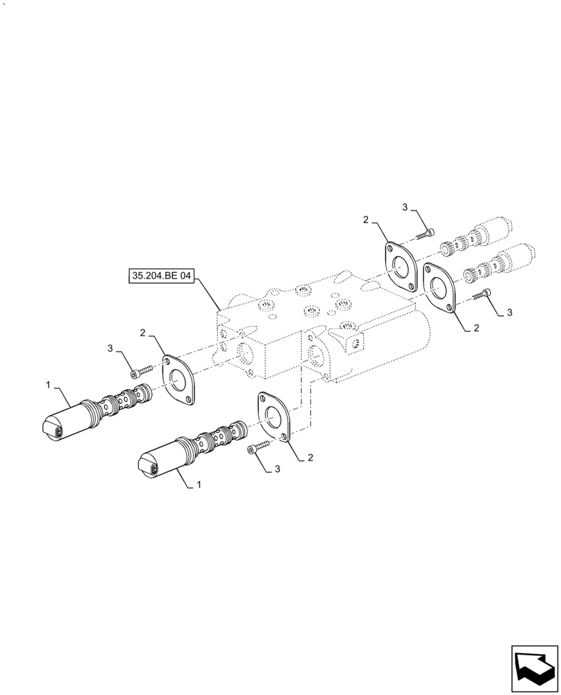 Схема запчастей Case IH PUMA2104 - (35.204.BE[05]) - SOLENOID VALVE, PTO CLUTCH CONTROL VALVE (35) - HYDRAULIC SYSTEMS