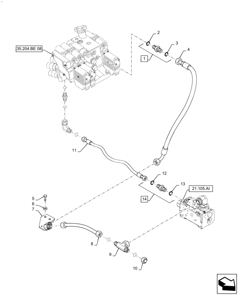 Схема запчастей Case IH PUMA2104 - (35.100.AR[02]) - LIFTER LINES VALVES LOAD SENSE LINE (35) - HYDRAULIC SYSTEMS