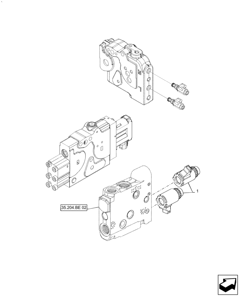 Схема запчастей Case IH PUMA1854 - (35.204.BE[06]) - REAR ELECTRONIC REMOTE CONTROL VALVES AND SOLENOID VALVES (35) - HYDRAULIC SYSTEMS