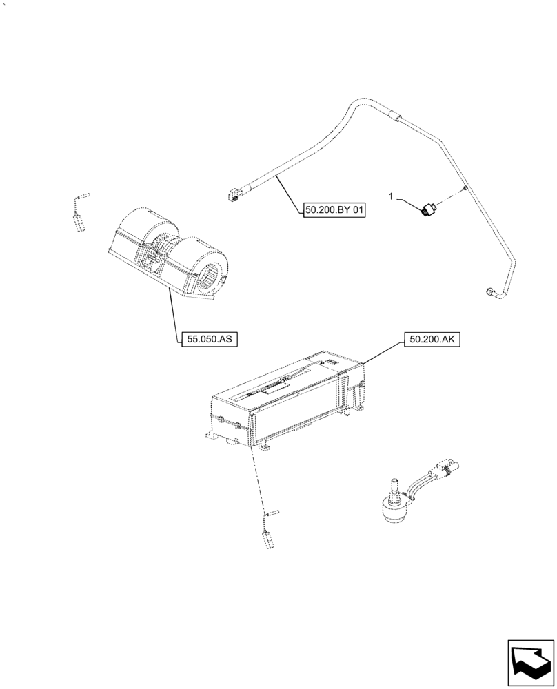 Схема запчастей Case IH PUMA1854 - (55.050.AA[01]) - AIR CONDITIONING SENSOR, SWITCH (55) - ELECTRICAL SYSTEMS