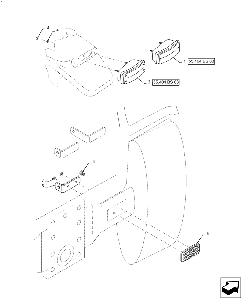 Схема запчастей Case IH PUMA1804 - (55.404.BS[01]) - REAR LAMP, REFLECTOR (55) - ELECTRICAL SYSTEMS