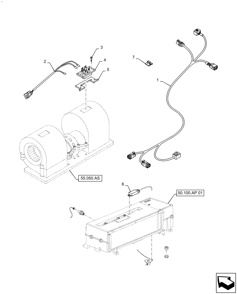 Схема запчастей Case IH PUMA1854 - (55.050.AL[01]) - AIR CONDITIONING CABLES AND RELATED PARTS (55) - ELECTRICAL SYSTEMS