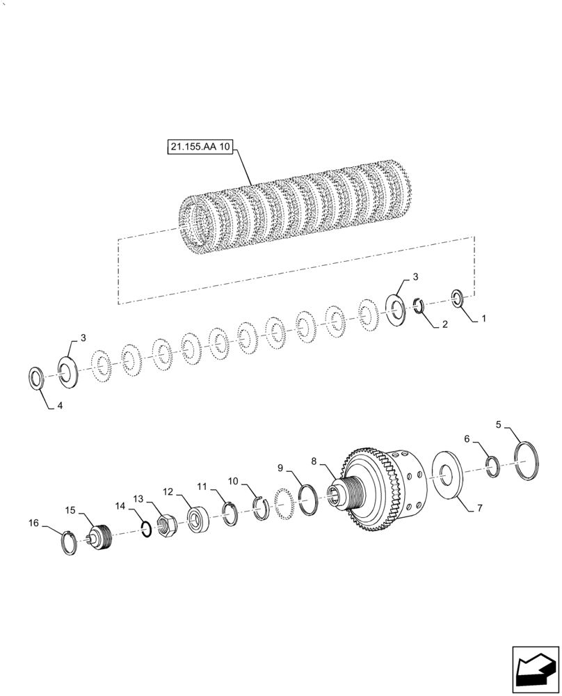 Схема запчастей Case IH PUMA2104 - (21.155.AA[01]) - CENTRAL REDUCTION GEARS - REVERSE RANGE CLUTCH (21) - TRANSMISSION