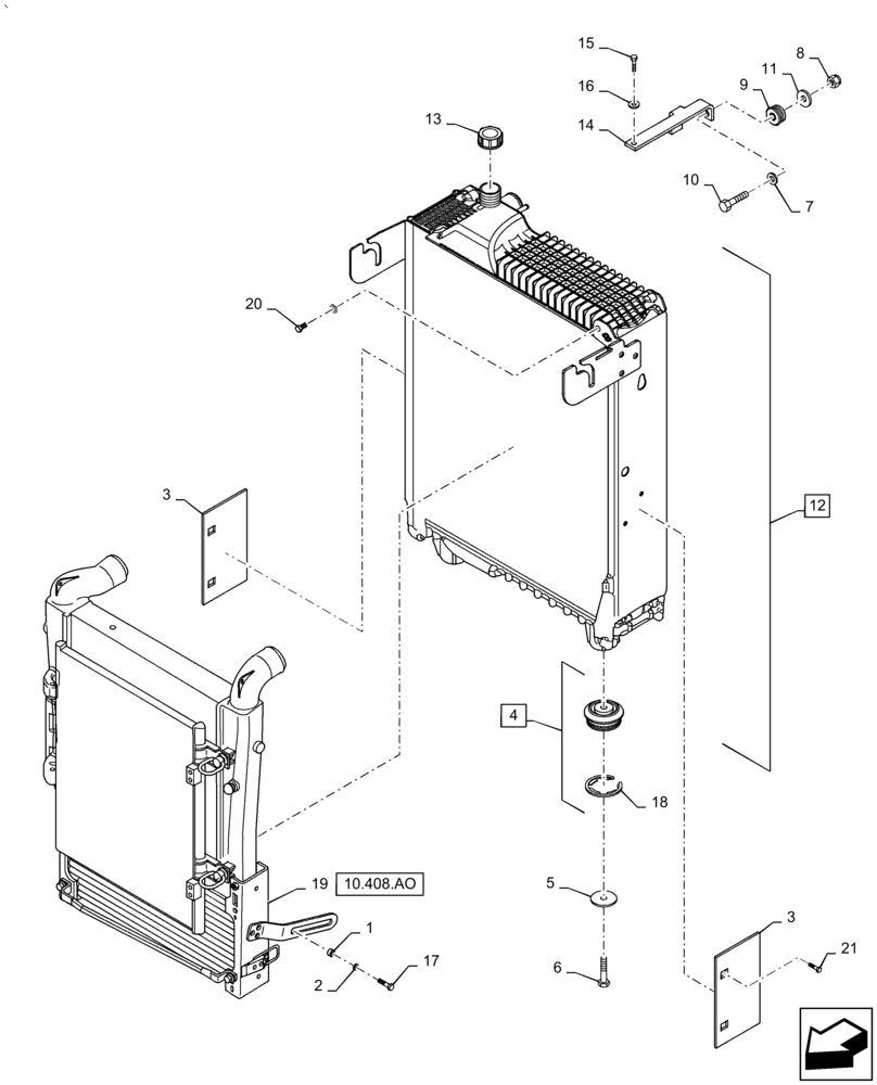 Схема запчастей Case IH PUMA 2304 - (10.400.BE) - RADIATOR & RELATED PARTS (10) - ENGINE