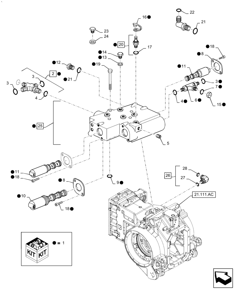 Схема запчастей Case IH PUMA1854 - (35.204.BE[04]) - REMOTE CONTROL VALVE, PTO, CLUTCH (35) - HYDRAULIC SYSTEMS