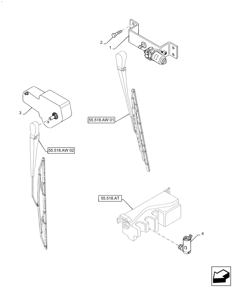 Схема запчастей Case IH PUMA1654 - (55.518.AI) - WIPER MOTOR, PUMP (55) - ELECTRICAL SYSTEMS