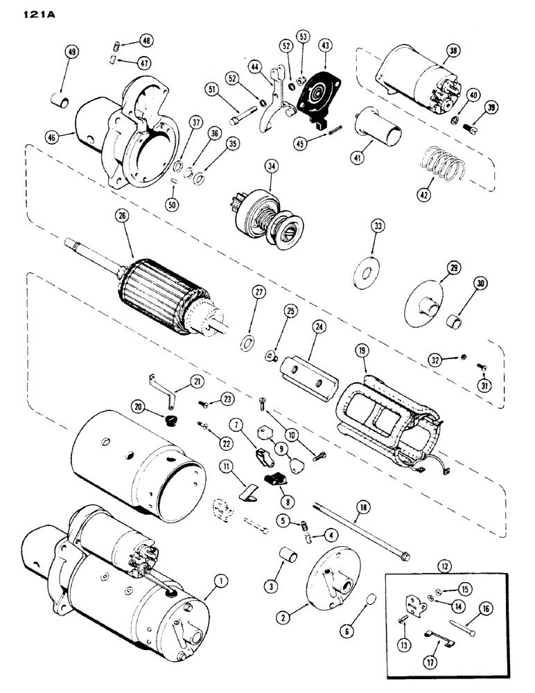 Схема запчастей Case IH 430 - (121A) - A36582 STARTER, 188, DIESEL ENGINE (04) - ELECTRICAL SYSTEMS