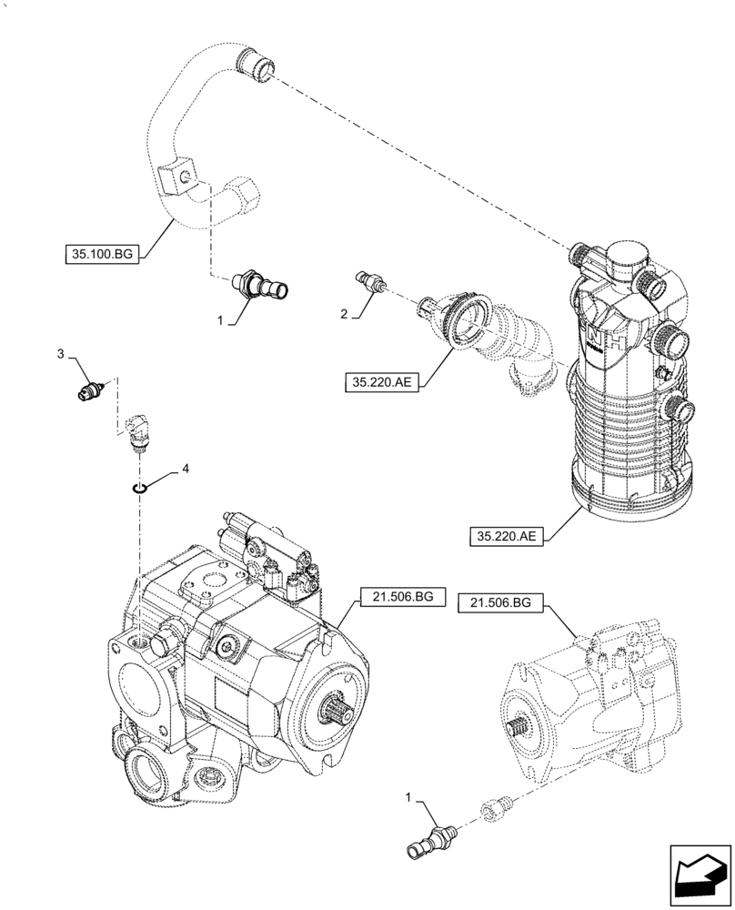 Схема запчастей Case IH PUMA1854 - (55.036.AG) - SENSORS AND SWITCHES FOR HYDRAULIC SYSTEM AND LIFT PUMPS (55) - ELECTRICAL SYSTEMS