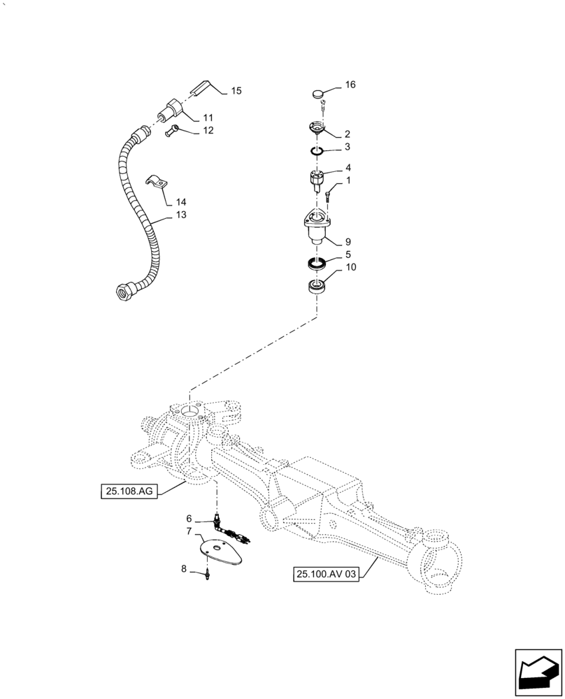 Схема запчастей Case IH PUMA1854 - (55.047.AA) - FRONT AXLE STEERING SENSOR AND RELATED PARTS (55) - ELECTRICAL SYSTEMS