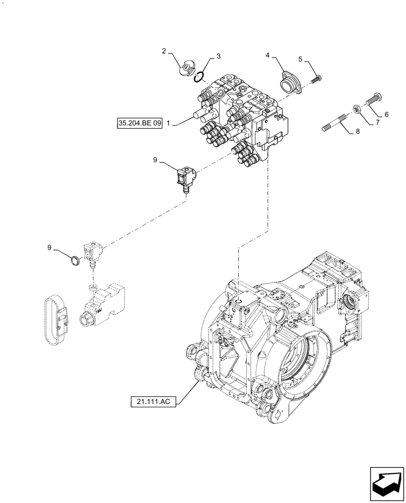 Схема запчастей Case IH PUMA2104 - (35.204.BE[10]) - (VAR.669) 4 X MECHANICAL BOSCH REMOTES (35) - HYDRAULIC SYSTEMS