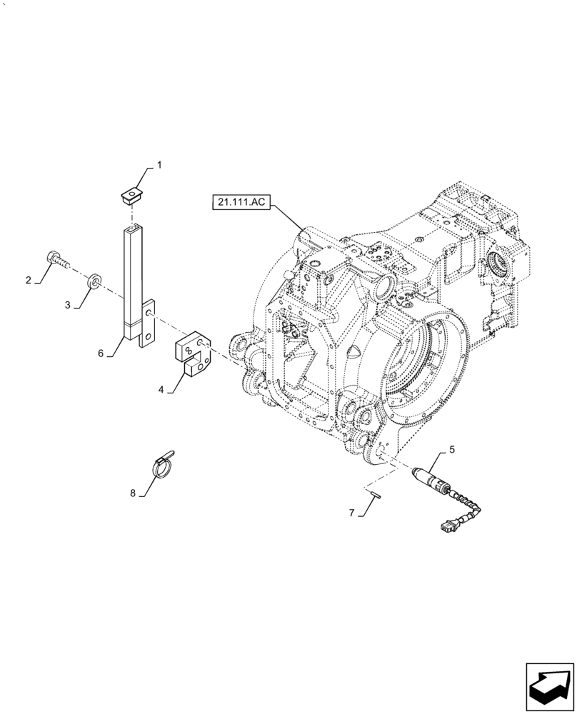 Схема запчастей Case IH PUMA1854 - (55.130.AD) - IMPLEMENT CARRIER DRAFT CONTROL SENSOR AND RELATED PARTS (55) - ELECTRICAL SYSTEMS