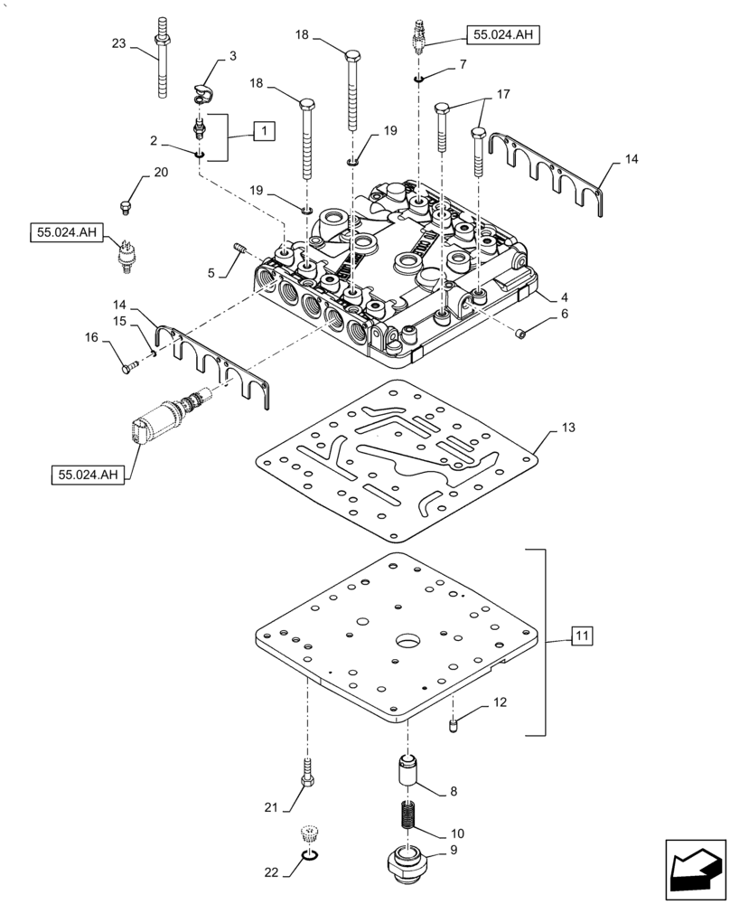 Схема запчастей Case IH PUMA1854 - (21.135.AQ[01]) - TRANSMISSION TOP COVER CONTROL VALVE (21) - TRANSMISSION