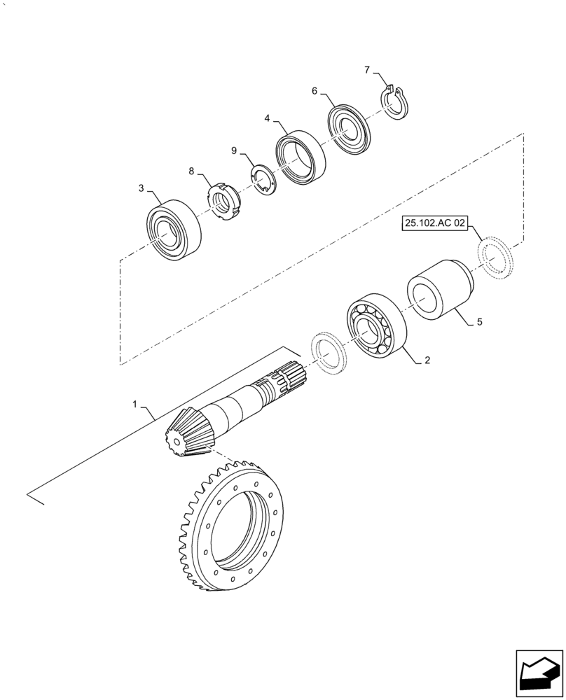 Схема запчастей Case IH PUMA2104 - (25.102.AC[01]) - FRONT AXLE - BEVEL GEAR PAIR (25) - FRONT AXLE SYSTEM