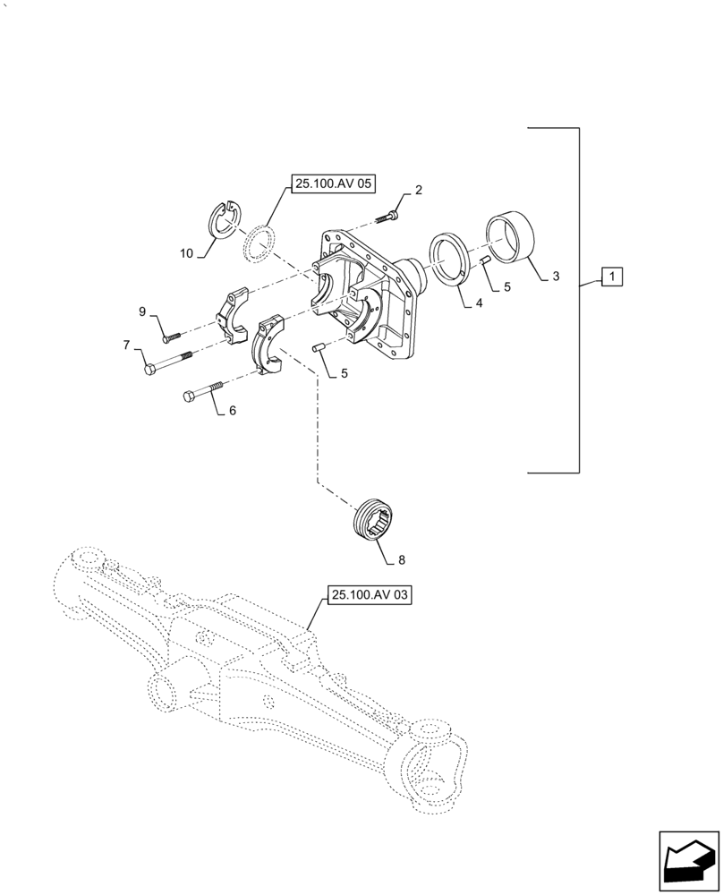 Схема запчастей Case IH PUMA1854 - (25.100.AV[04]) - FRONT AXLE SUPPORT (25) - FRONT AXLE SYSTEM