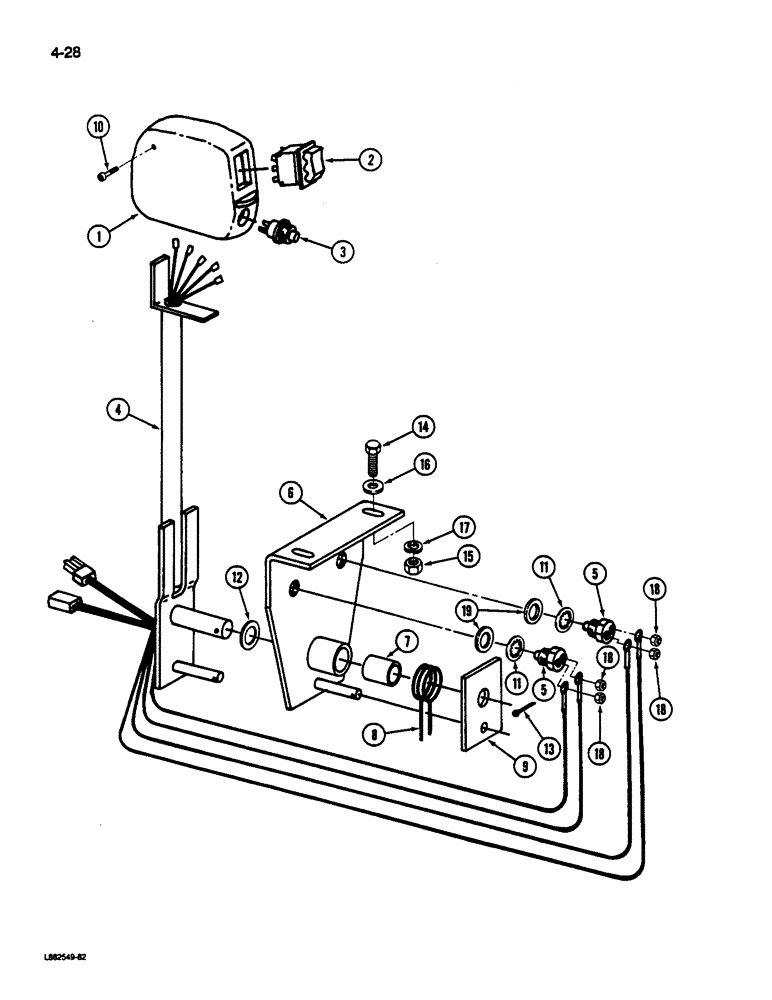 Схема запчастей Case IH 1822 - (4-28) - BASKET CONTROL HANDLE (06) - ELECTRICAL SYSTEMS