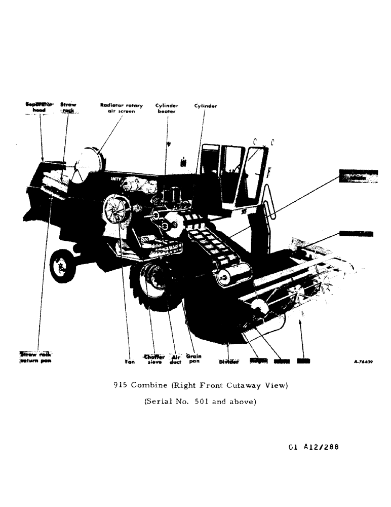Схема запчастей Case IH 915 - (13) - 915 COMBINE, RIGHT FRONT CUTAWAY VIEW (00) - GENERAL