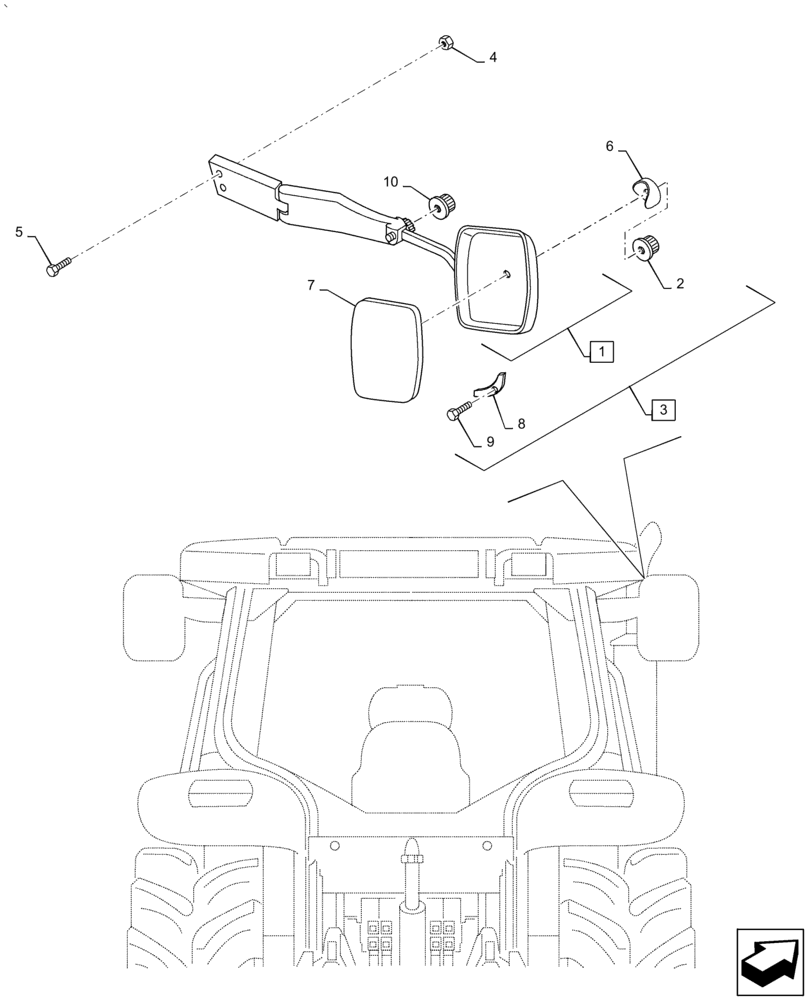 Схема запчастей Case IH PUMA1854 - (90.118.BM[01]) - (VAR. 879) 2 X SHATTERPROOF TELESCOPIC EXTERNAL REAR VIEW MIRROR (90) - PLATFORM, CAB, BODYWORK AND DECALS