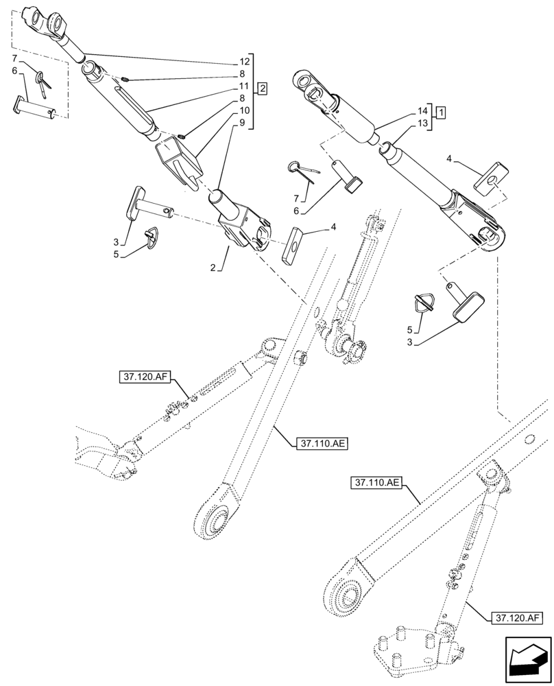 Схема запчастей Case IH FARMALL 115C - (37.120.AV) - VAR - 743598 - 3 POINT HITCH, VERTICAL, ROD (37) - HITCHES, DRAWBARS & IMPLEMENT COUPLINGS