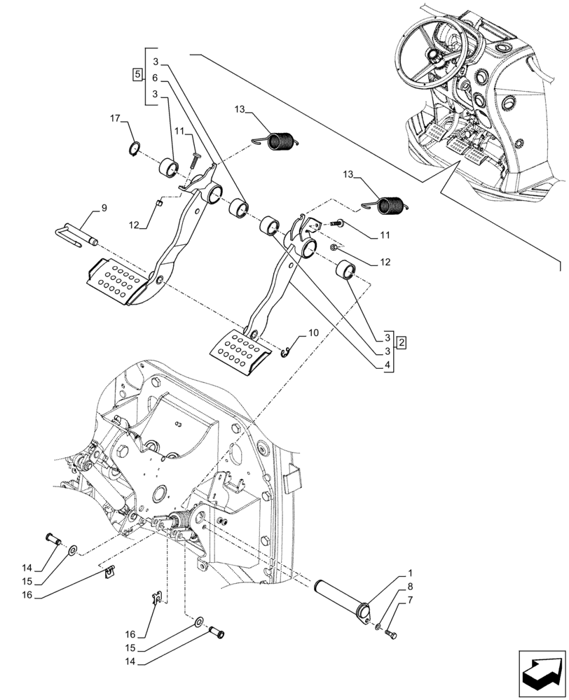 Схема запчастей Case IH FARMALL 75C - (33.202.BN[01]) - VAR - 334183, 334211, 391606, 743496, 743573, 744588 - BRAKE, PEDAL, CAB (33) - BRAKES & CONTROLS