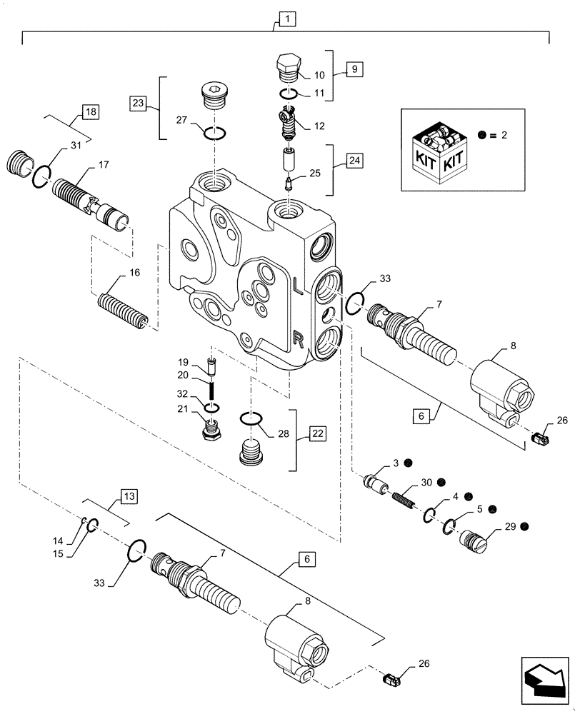 Схема запчастей Case IH MAGNUM 220 - (35.114.AF[01]) - VALVE SECTION, HITCH - BSN ZFRH05054 (35) - HYDRAULIC SYSTEMS