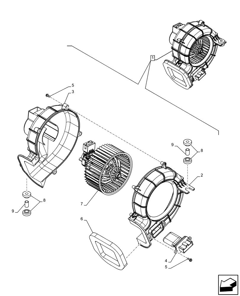 Схема запчастей Case IH FARMALL 65C - (55.050.AS[02]) - VAR - 334183, 334211, 391606, 743496, 743573, 744588 - AIR CONDITIONER, BLOWER, COMPONENTS, CAB (55) - ELECTRICAL SYSTEMS