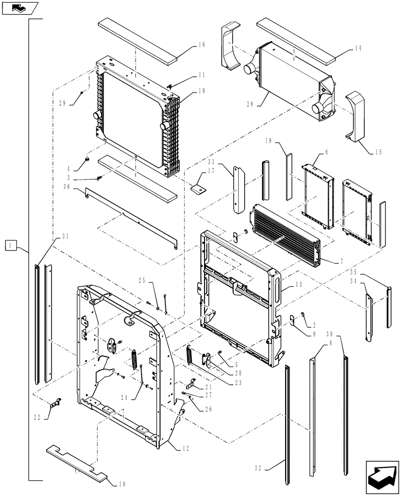 Схема запчастей Case IH STEIGER 500 - (10.400.BE[01]) - COOLER ASSY. - ENGINE (10) - ENGINE