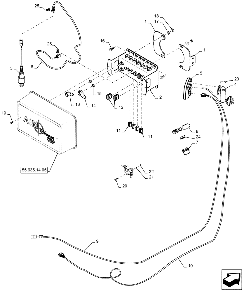 Схема запчастей Case IH 3330 - (55.635.14[04]) - AIM COMMAND PRO, 120, WILGER (55) - ELECTRICAL SYSTEMS