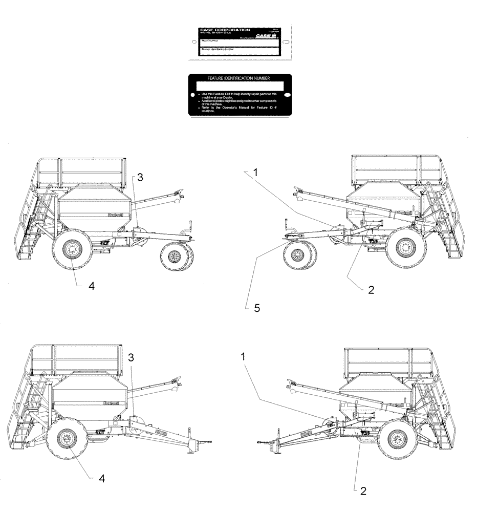 Схема запчастей Case IH ADX3260 - (E.60.A[02]) - FEATURE IDENTIFICATION NUMBER PLATES LOCATIONS E - Body and Structure