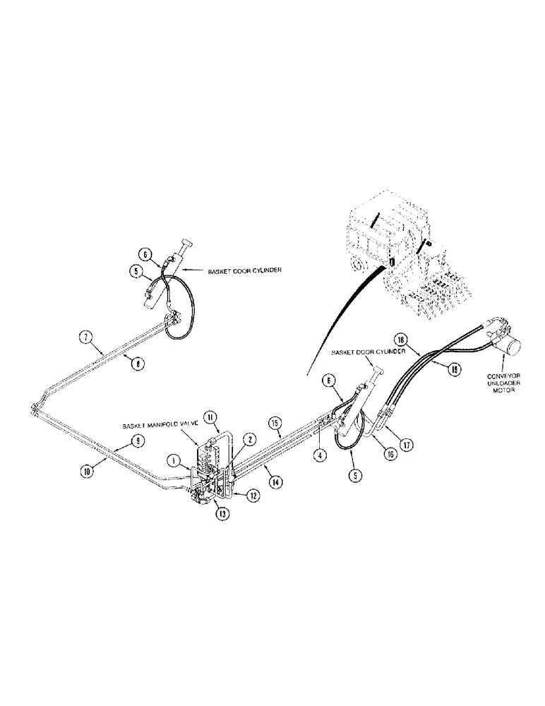 Схема запчастей Case IH 1800 - (1-20) - PICTORIAL INDEX, BASKET DOOR AND CONVEYOR UNLOADER HYDRAULIC SYSTEM (00) - PICTORIAL INDEX