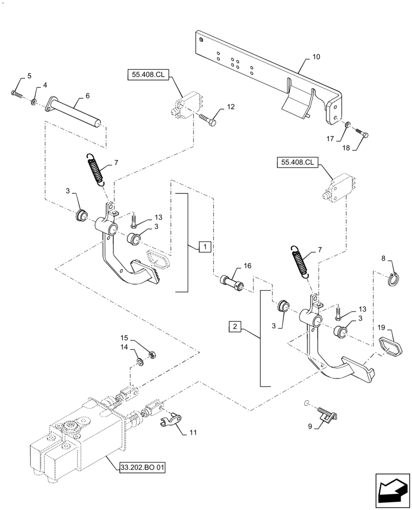 Схема запчастей Case IH PUMA1854 - (33.202.BN[01]) - BRAKE PEDAL (33) - BRAKES & CONTROLS