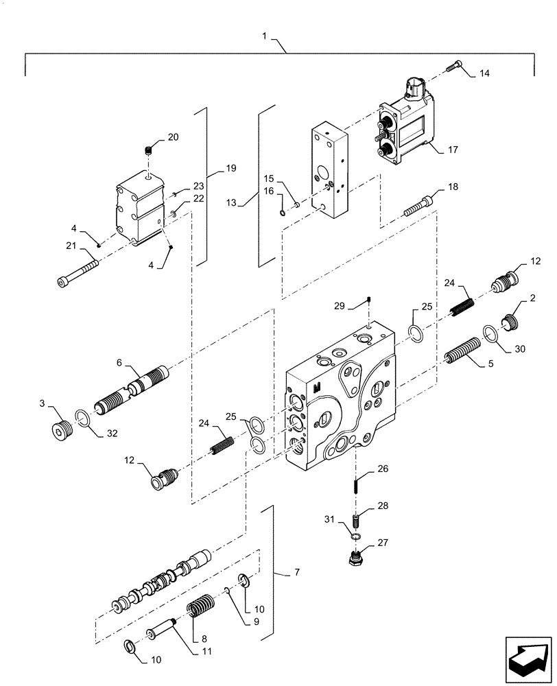 Схема запчастей Case IH MAGNUM 240 - (35.204.BT[01]) - VALVE SECTION, REMOTE CONTROL VALVE - BSN ZGRH01094 (35) - HYDRAULIC SYSTEMS