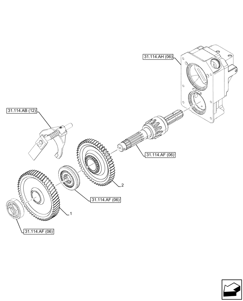 Схема запчастей Case IH FARMALL 115C - (31.114.AT[06]) - VAR - 743594 - PTO, GEAR, HILO (540/1000 RPM) (31) - IMPLEMENT POWER TAKE OFF