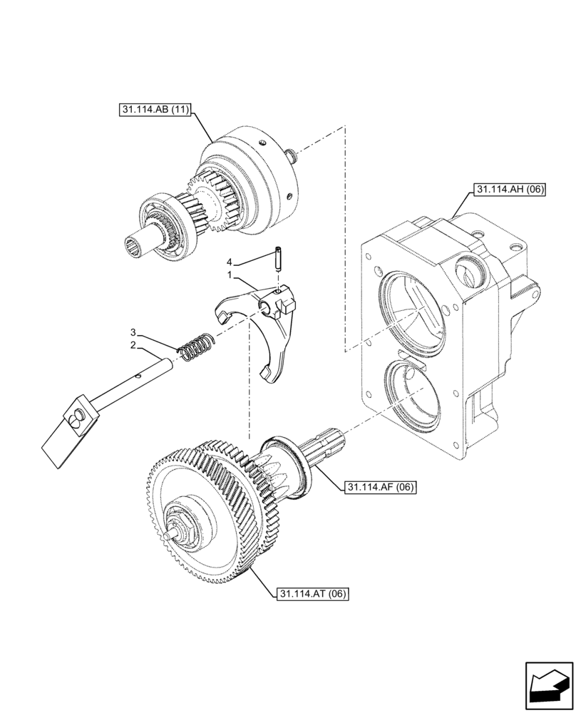 Схема запчастей Case IH FARMALL 85C - (31.114.AB[12]) - VAR - 743594 - PTO, DRIVEN SHAFT, FORK, HI-LO (540/1000 RPM) (31) - IMPLEMENT POWER TAKE OFF