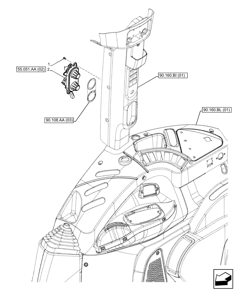 Схема запчастей Case IH FARMALL 65C - (55.051.AA[01]) - VAR - 334183, 334211, 391606, 743496, 743573, 744588 - AIR CONDITIONER, CONTROL PANEL, CAB (55) - ELECTRICAL SYSTEMS