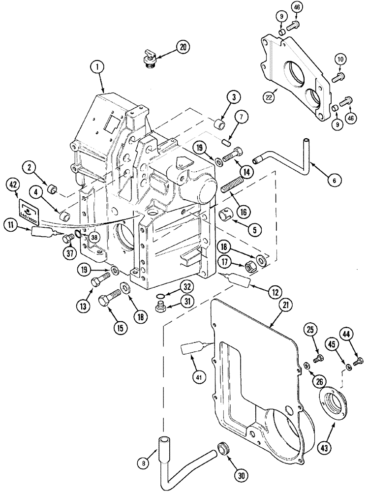 Схема запчастей Case IH MX110 - (06-28) - P.T.O. HOUSING AND OIL BAFFLE (06) - POWER TRAIN