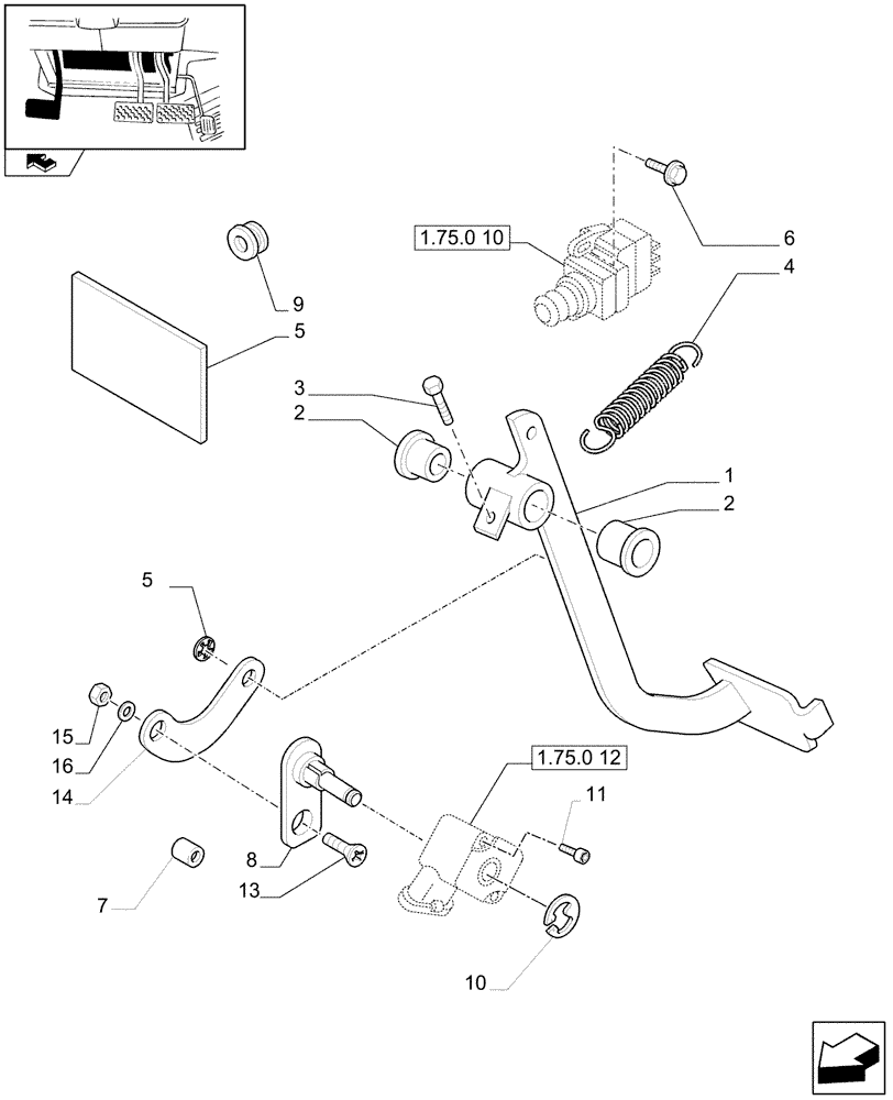 Схема запчастей Case IH MAXXUM 115 - (1.95.2[01A]) - CLUTCH PEDAL - D7152 (10) - OPERATORS PLATFORM/CAB