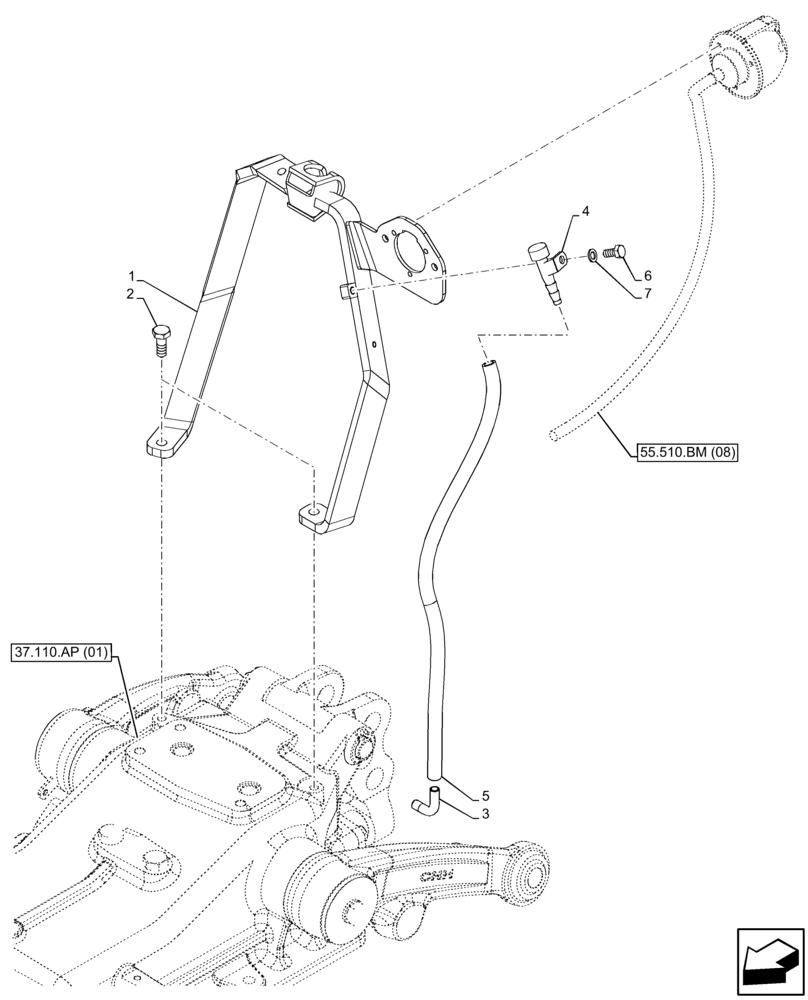 Схема запчастей Case IH FARMALL 115C - (55.510.BM[01]) - VAR - 743598 - AUXILIARY POWER OUTLET, BREATHER (55) - ELECTRICAL SYSTEMS